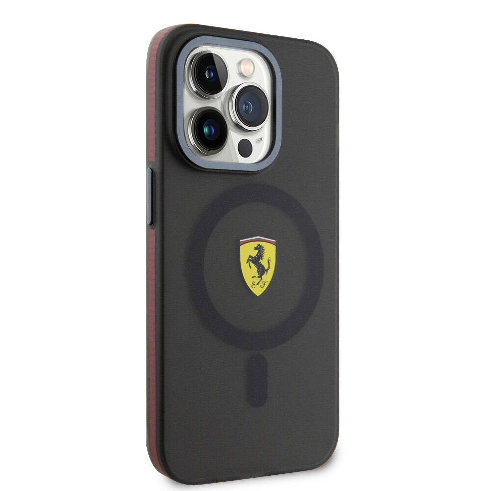 Apple iPhone 15 Pro Max Kılıf Ferrari Orjinal Lisanslı M-safe Şarj Özellikli Kontrast Bumper Kapak