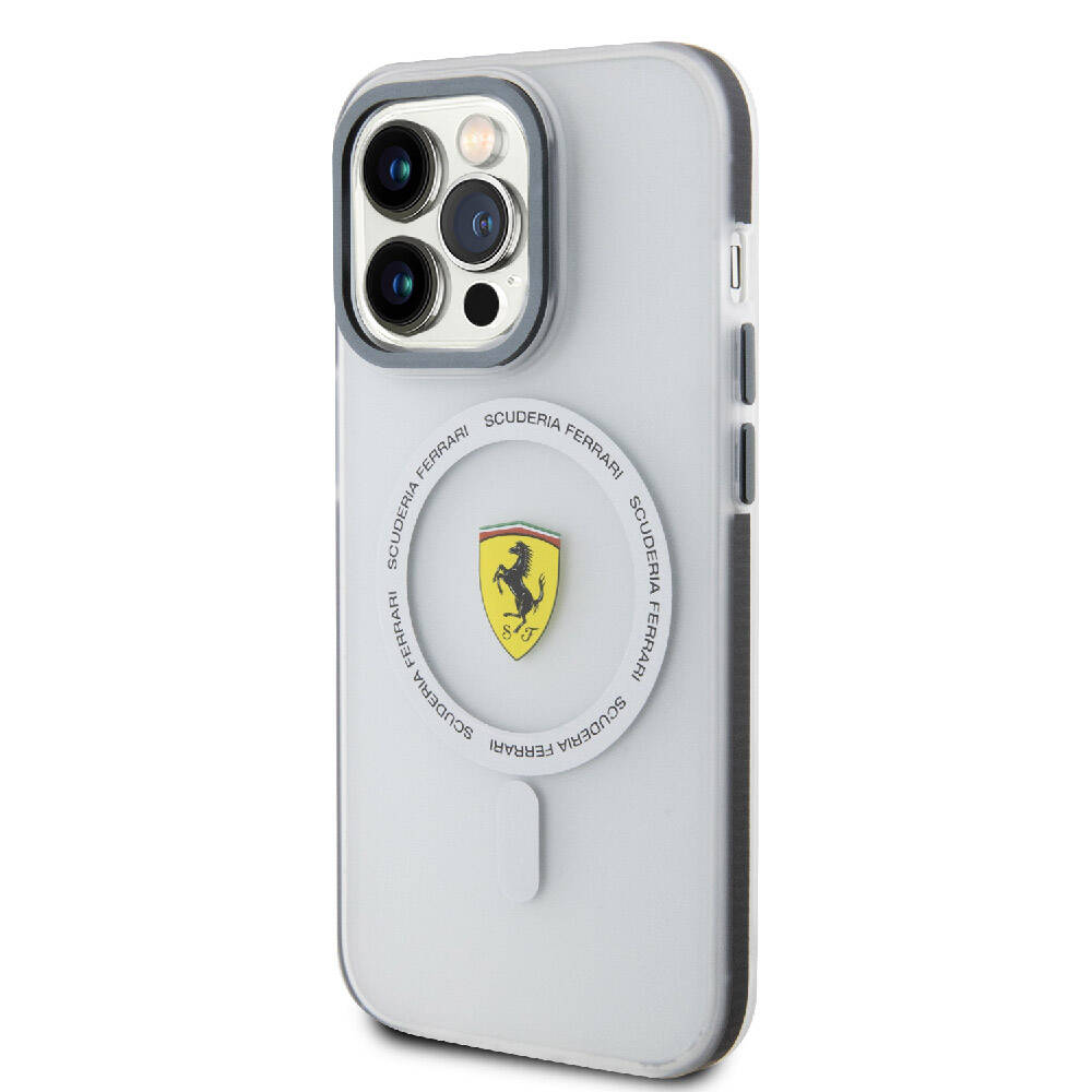 Apple iPhone 15 Pro Max Kılıf Ferrari Orjinal Lisanslı M-safe Şarj Özellikli Kontrast Bumper SF Ring Kapak