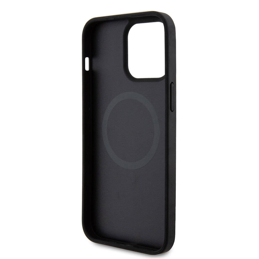 Apple iPhone 15 Pro Max Kılıf Ferrari Orjinal Lisanslı M-safe Şarj Özellikli Metal Logolu PU Karbon Kapak