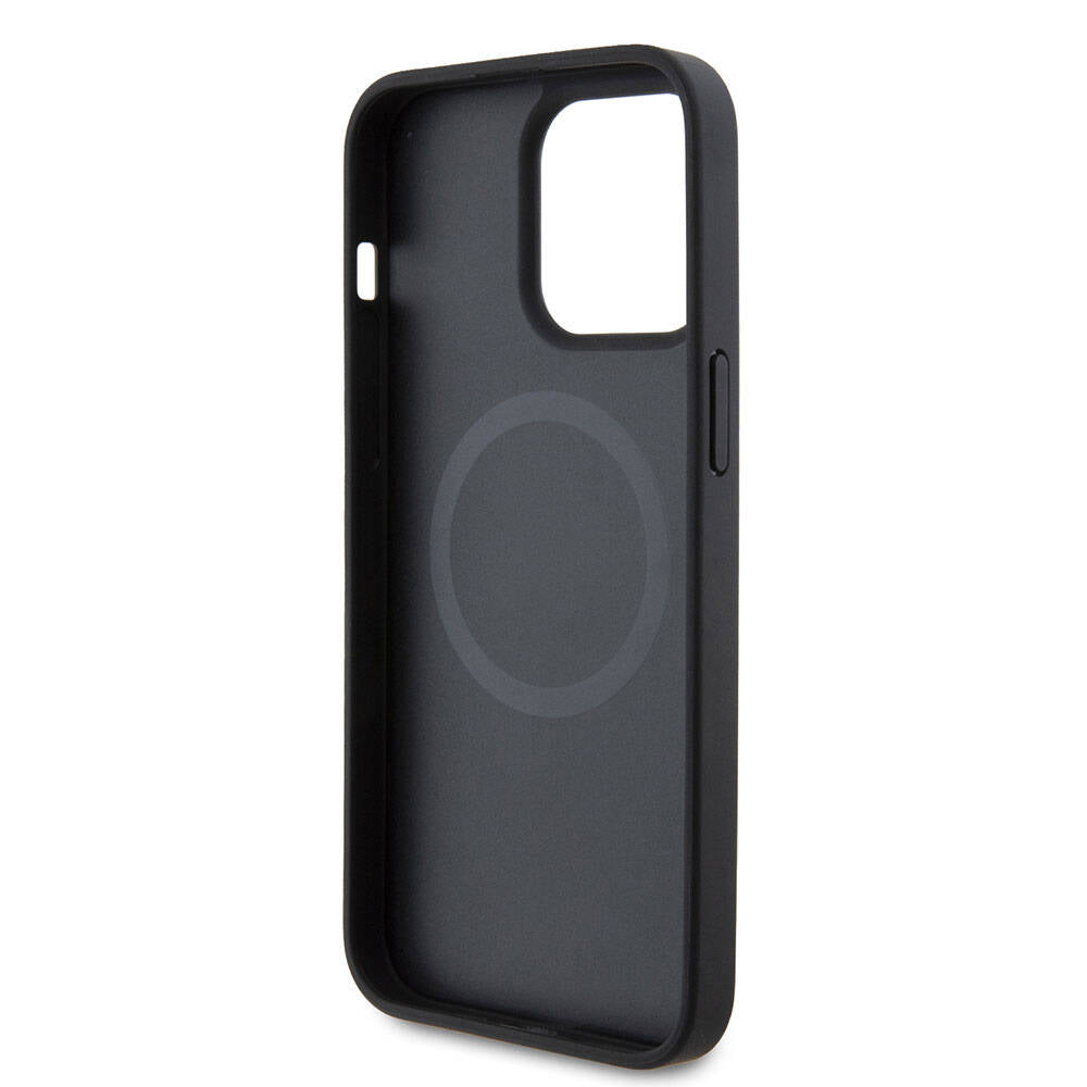 Apple iPhone 15 Pro Max Kılıf Ferrari Orjinal Lisanslı M-safe Şarj Özellikli Metal Logolu PU Karbon Kapak