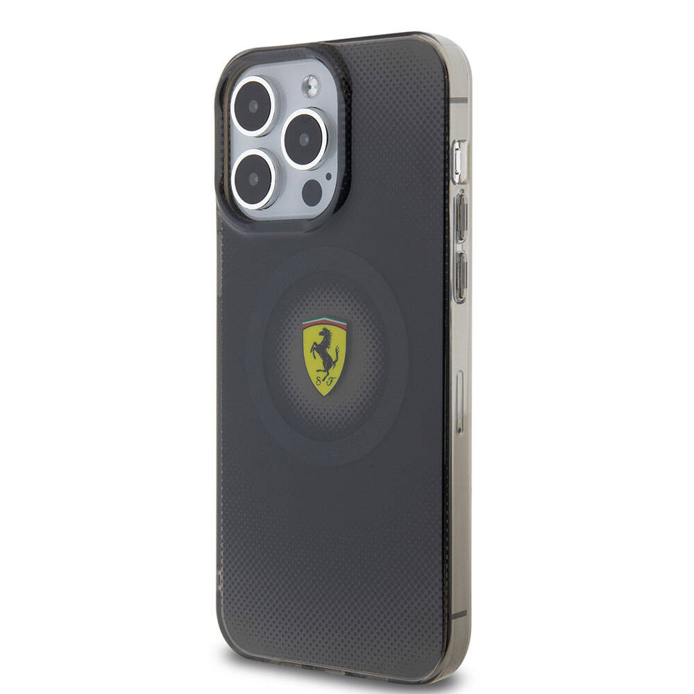 Apple iPhone 15 Pro Max Kılıf Ferrari Orjinal Lisanslı M-safe Şarj Özellikli Parçalanan Noktalar Desenli Kapak