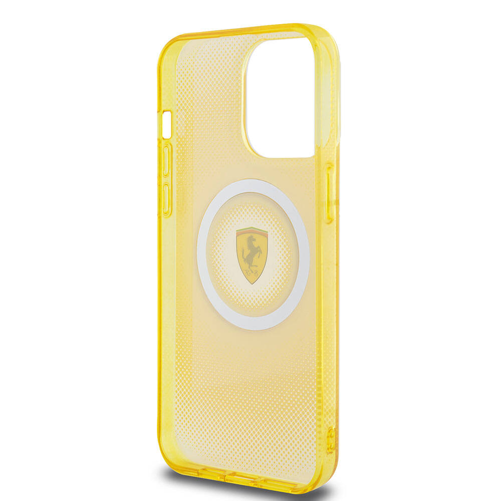 Apple iPhone 15 Pro Max Kılıf Ferrari Orjinal Lisanslı M-safe Şarj Özellikli Parçalanan Noktalar Desenli Kapak