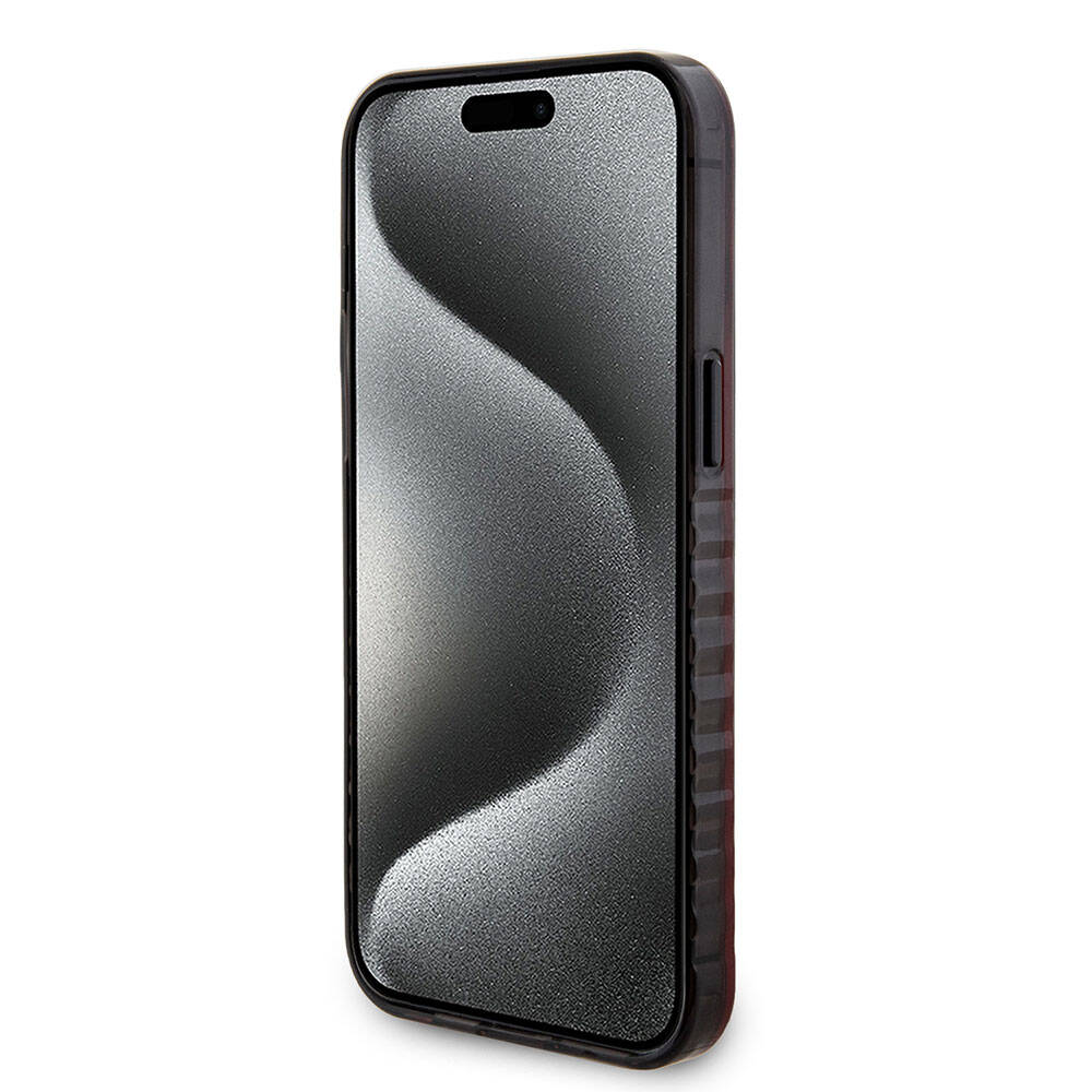 Apple iPhone 15 Pro Max Kılıf Ferrari Orjinal Lisanslı M-safe Şarj Özellikli Tırtıklı Kenar Tasarımlı Ortalanmış Logo Kapak