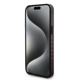 Apple iPhone 15 Pro Max Kılıf Ferrari Orjinal Lisanslı M-safe Şarj Özellikli Tırtıklı Kenar Tasarımlı Ortalanmış Logo Kapak