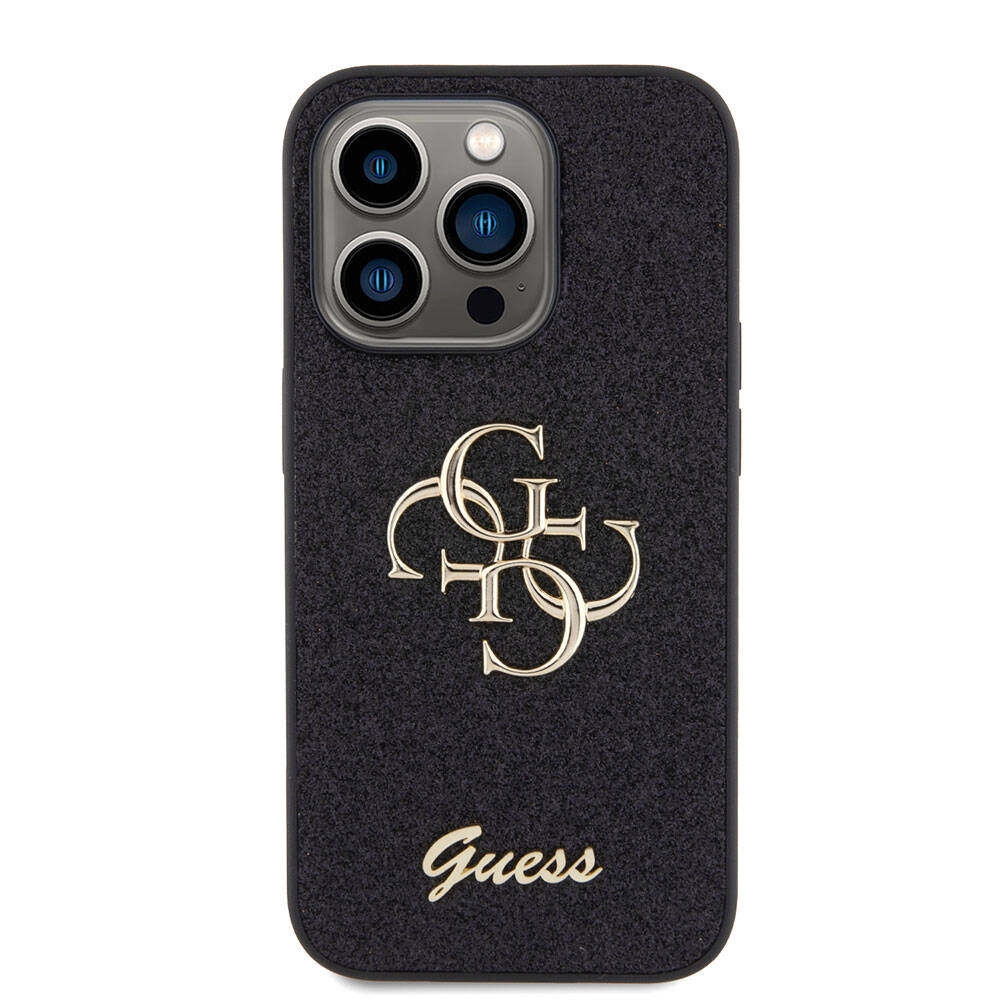 Apple iPhone 15 Pro Max Kılıf Guess Orjinal Lisanslı 4G Büyük Metal Logolu Glitter Kapak
