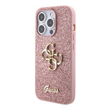 Apple iPhone 15 Pro Max Kılıf Guess Orjinal Lisanslı 4G Büyük Metal Logolu Glitter Kapak