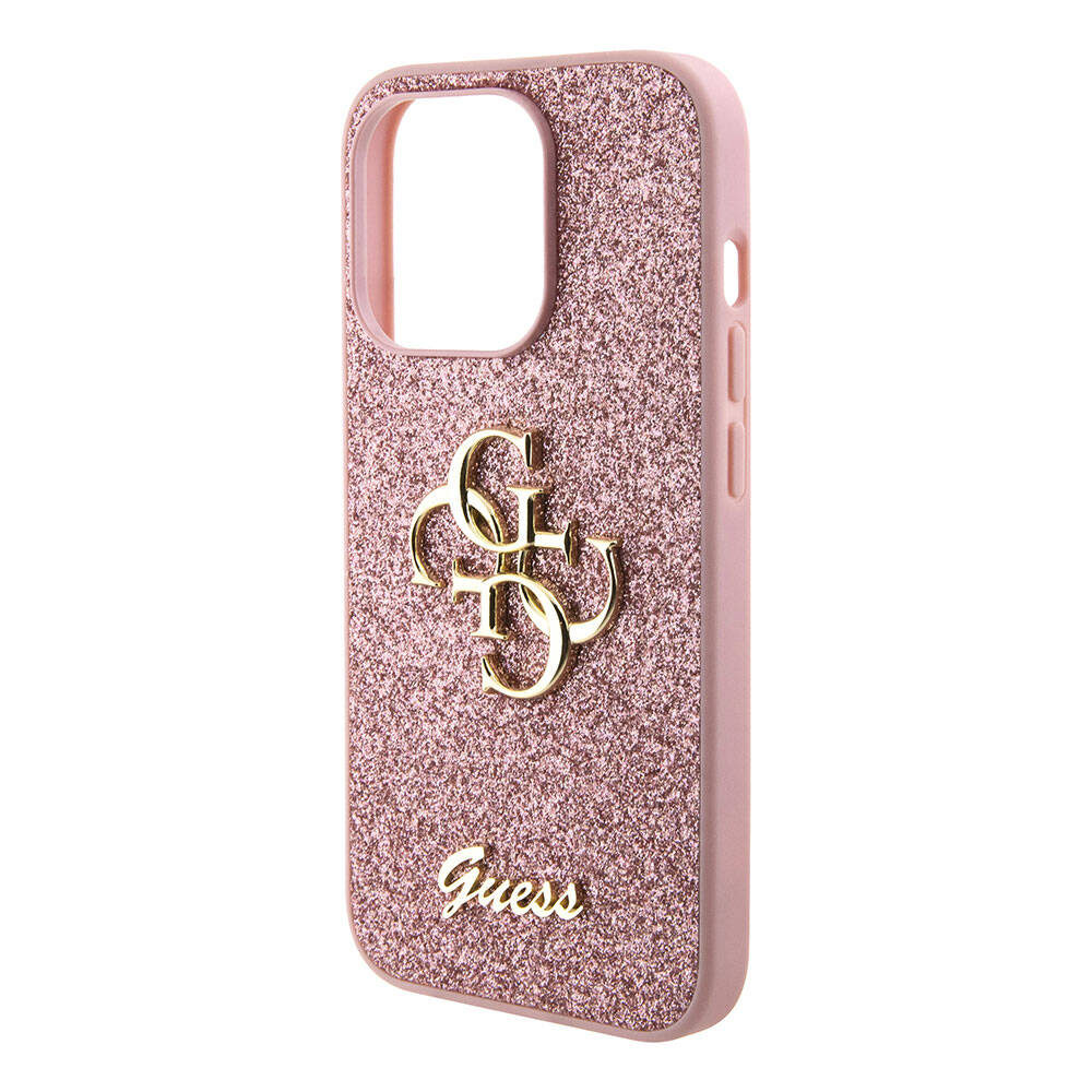 Apple iPhone 15 Pro Max Kılıf Guess Orjinal Lisanslı 4G Büyük Metal Logolu Glitter Kapak