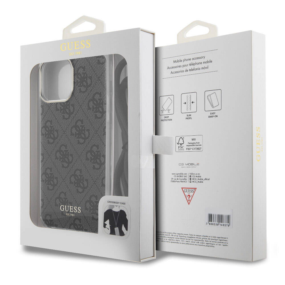 Apple iPhone 15 Pro Max Kılıf Guess Orjinal Lisanslı Çapraz Kordon 4G Desenli Kapak