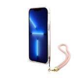 Apple iPhone 15 Pro Max Kılıf Guess Orjinal Lisanslı Desenli Yazı Logolu Askı İpli Holografik Glitter Peony Kapak