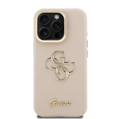 Apple iPhone 15 Pro Max Kılıf Guess Orjinal Lisanslı Grained Yazı Logolu Kamera Standlı Kapak