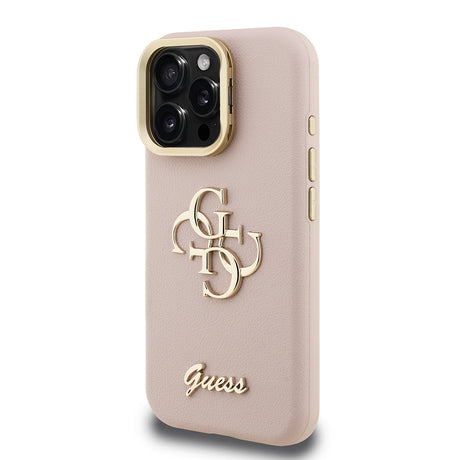 Apple iPhone 15 Pro Max Kılıf Guess Orjinal Lisanslı Grained Yazı Logolu Kamera Standlı Kapak
