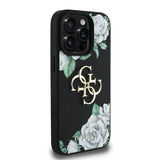Apple iPhone 15 Pro Max Kılıf Guess Orjinal Lisanslı Gül Baskılı Büyük Metal Logo Dizaynlı Kapak