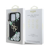 Apple iPhone 15 Pro Max Kılıf Guess Orjinal Lisanslı Gül Baskılı Büyük Metal Logo Dizaynlı Kapak