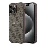 Apple iPhone 15 Pro Max Kılıf Guess Orjinal Lisanslı M-safe Kabartmalı 4G Desenli Yazı Logolu Kapak