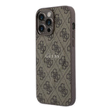 Apple iPhone 15 Pro Max Kılıf Guess Orjinal Lisanslı M-safe Kabartmalı 4G Desenli Yazı Logolu Kapak