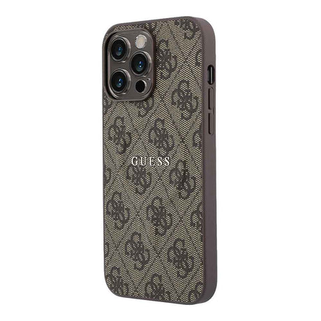 Apple iPhone 15 Pro Max Kılıf Guess Orjinal Lisanslı M-safe Kabartmalı 4G Desenli Yazı Logolu Kapak