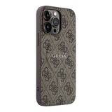 Apple iPhone 15 Pro Max Kılıf Guess Orjinal Lisanslı M-safe Kabartmalı 4G Desenli Yazı Logolu Kapak