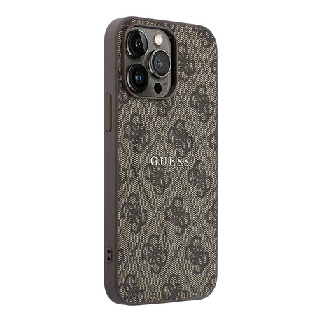 Apple iPhone 15 Pro Max Kılıf Guess Orjinal Lisanslı M-safe Kabartmalı 4G Desenli Yazı Logolu Kapak