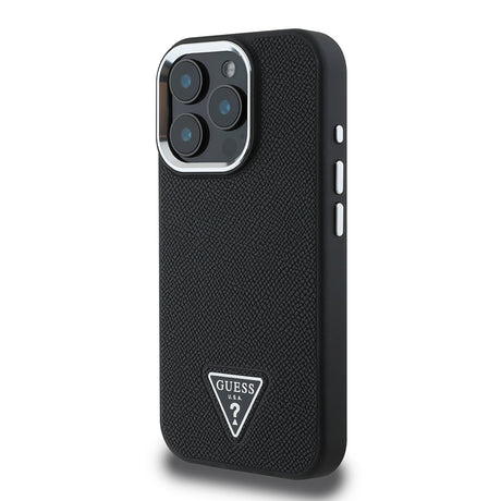 Apple iPhone 15 Pro Max Kılıf Guess Orjinal Lisanslı M-safe Şarj Özellikli Grained Triangle Kapak