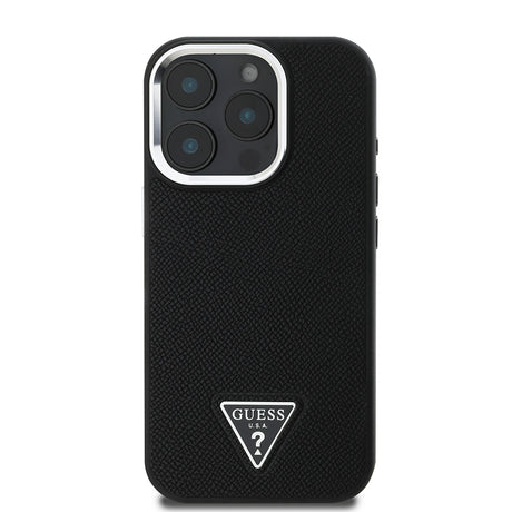 Apple iPhone 15 Pro Max Kılıf Guess Orjinal Lisanslı M-safe Şarj Özellikli Grained Triangle Kapak