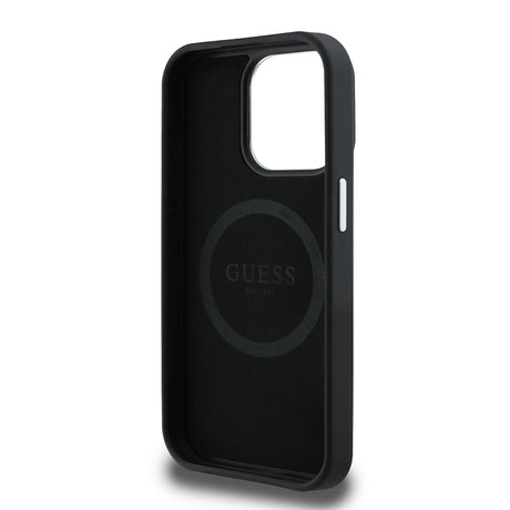 Apple iPhone 15 Pro Max Kılıf Guess Orjinal Lisanslı M-safe Şarj Özellikli Grained Triangle Kapak