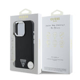 Apple iPhone 15 Pro Max Kılıf Guess Orjinal Lisanslı M-safe Şarj Özellikli Grained Triangle Kapak