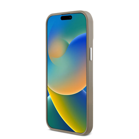 Apple iPhone 15 Pro Max Kılıf Guess Orjinal Lisanslı M-safe Şarj Özellikli Grained Triangle Kapak