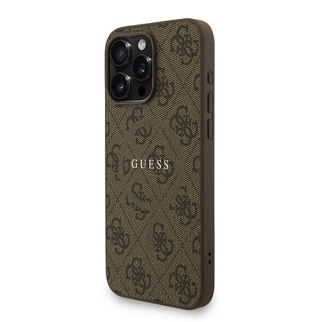 Apple iPhone 15 Pro Max Kılıf Guess Orjinal Lisanslı M-safe Şarj Özellikli PU Deri Bilek Askı İpli Yazı Logolu Kapak