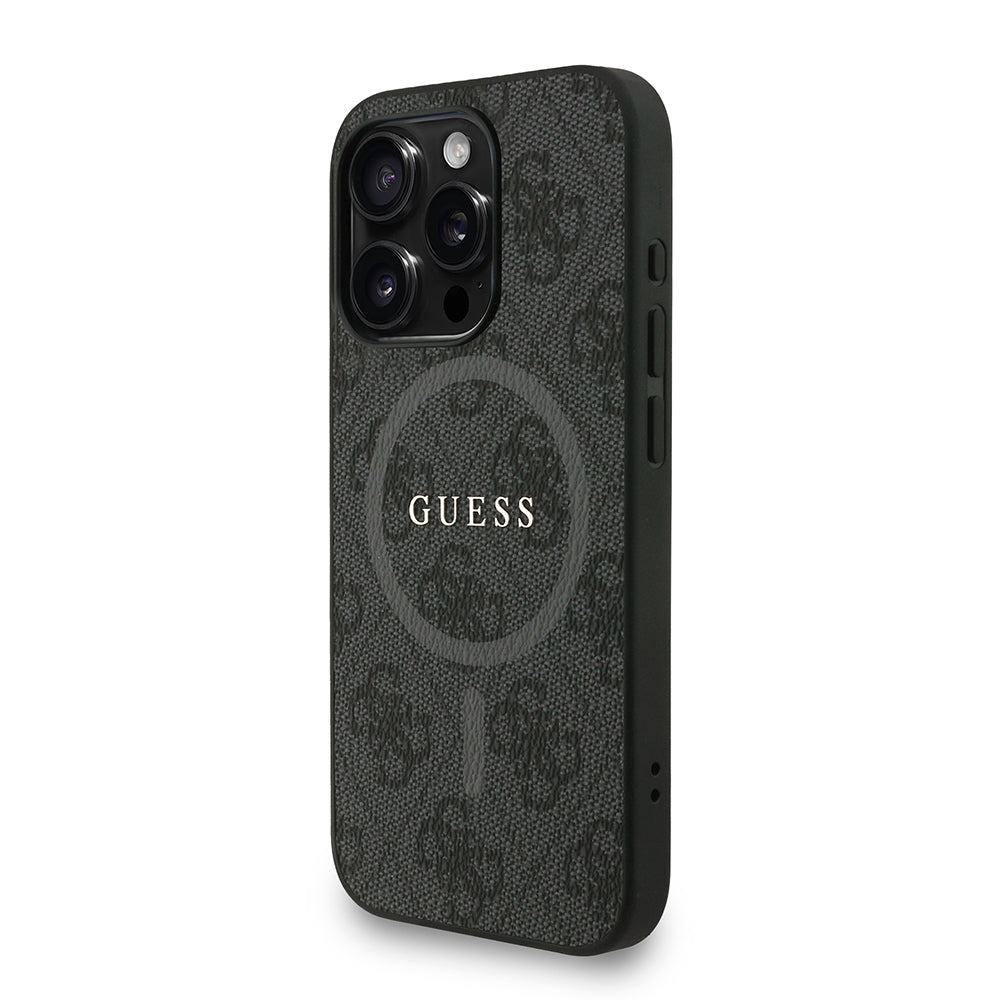 Apple iPhone 15 Pro Max Kılıf Guess Orjinal Lisanslı M-safe Şarj Özellikli PU Deri Bilek Askı İpli Yazı Logolu Kapak