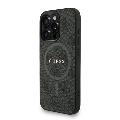 Apple iPhone 15 Pro Max Kılıf Guess Orjinal Lisanslı M-safe Şarj Özellikli PU Deri Bilek Askı İpli Yazı Logolu Kapak