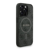 Apple iPhone 15 Pro Max Kılıf Guess Orjinal Lisanslı M-safe Şarj Özellikli PU Deri Bilek Askı İpli Yazı Logolu Kapak