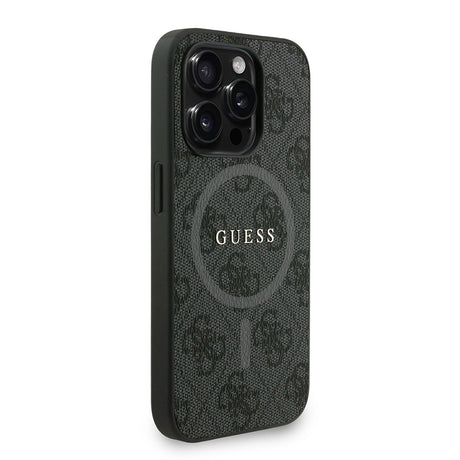 Apple iPhone 15 Pro Max Kılıf Guess Orjinal Lisanslı M-safe Şarj Özellikli PU Deri Bilek Askı İpli Yazı Logolu Kapak