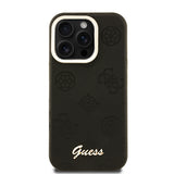 Apple iPhone 15 Pro Max Kılıf Guess Orjinal Lisanslı M-safe Şarj Özellikli Sıcak Baskılı Yazı Logolu Kamera Standlı PU Deri Peony Kapak