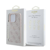 Apple iPhone 15 Pro Max Kılıf Guess Orjinal Lisanslı M-safe Şarj Özellikli 4G Desen Yazı Logolu Kapak