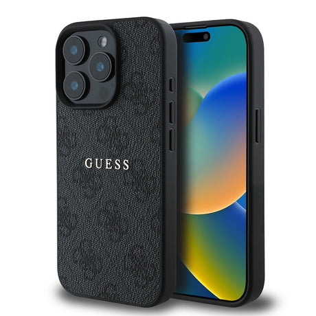 Apple iPhone 15 Pro Max Kılıf Guess Orjinal Lisanslı M-safe Şarj Özellikli 4G Desen Yazı Logolu Kapak