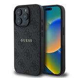 Apple iPhone 15 Pro Max Kılıf Guess Orjinal Lisanslı M-safe Şarj Özellikli 4G Desen Yazı Logolu Kapak