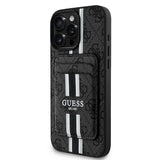 Apple iPhone 15 Pro Max Kılıf Guess Orjinal Lisanslı M-safe Şarj Özellikli 4G Desenli Çizgili Kartlıklı Kapak