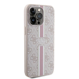 Apple iPhone 15 Pro Max Kılıf Guess Orjinal Lisanslı M-safe Şarj Özellikli 4G Şerit Tasarımlı Printed Kapak