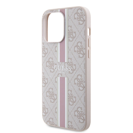 Apple iPhone 15 Pro Max Kılıf Guess Orjinal Lisanslı M-safe Şarj Özellikli 4G Şerit Tasarımlı Printed Kapak