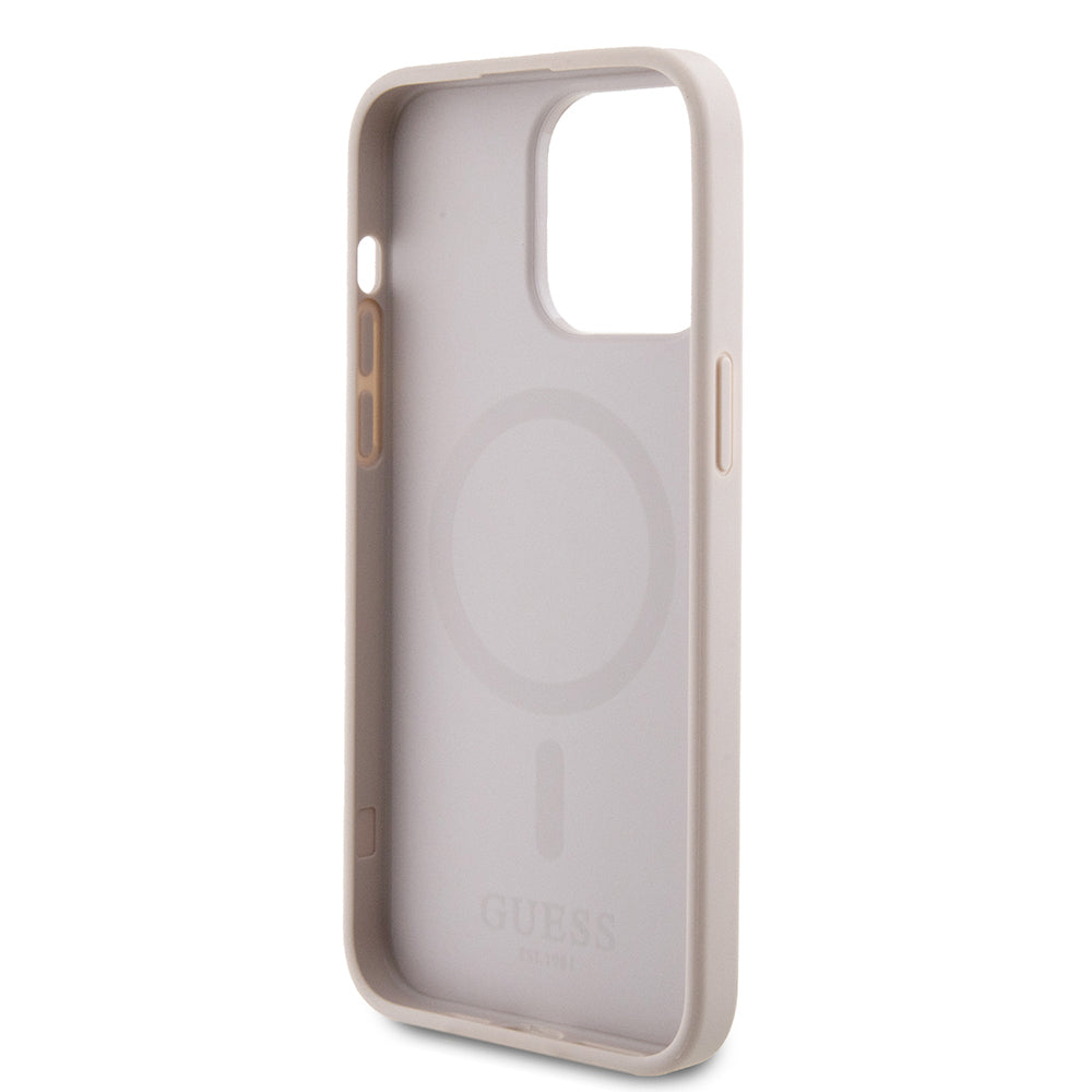 Apple iPhone 15 Pro Max Kılıf Guess Orjinal Lisanslı M-safe Şarj Özellikli 4G Şerit Tasarımlı Printed Kapak