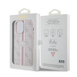 Apple iPhone 15 Pro Max Kılıf Guess Orjinal Lisanslı M-safe Şarj Özellikli 4G Şerit Tasarımlı Printed Kapak
