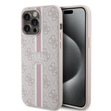 Apple iPhone 15 Pro Max Kılıf Guess Orjinal Lisanslı M-safe Şarj Özellikli 4G Şerit Tasarımlı Printed Kapak