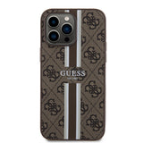 Apple iPhone 15 Pro Max Kılıf Guess Orjinal Lisanslı M-safe Şarj Özellikli 4G Şerit Tasarımlı Printed Kapak