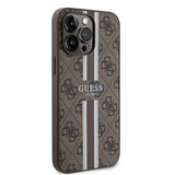 Apple iPhone 15 Pro Max Kılıf Guess Orjinal Lisanslı M-safe Şarj Özellikli 4G Şerit Tasarımlı Printed Kapak