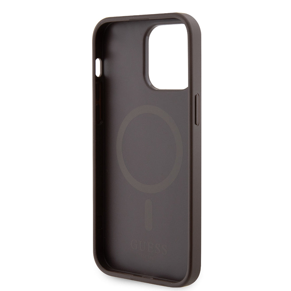 Apple iPhone 15 Pro Max Kılıf Guess Orjinal Lisanslı M-safe Şarj Özellikli 4G Şerit Tasarımlı Printed Kapak