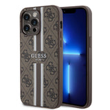 Apple iPhone 15 Pro Max Kılıf Guess Orjinal Lisanslı M-safe Şarj Özellikli 4G Şerit Tasarımlı Printed Kapak