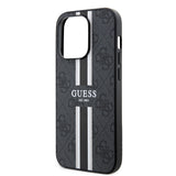 Apple iPhone 15 Pro Max Kılıf Guess Orjinal Lisanslı M-safe Şarj Özellikli 4G Şerit Tasarımlı Printed Kapak