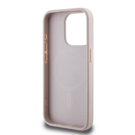 Apple iPhone 15 Pro Max Kılıf Guess Orjinal Lisanslı M-safe Şarj Özellikli PU Üçgen Logo 4G Desenli Kapak