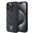 Apple iPhone 15 Pro Max Kılıf Guess Orjinal Lisanslı M-safe Şarj Özellikli PU Üçgen Logo 4G Desenli Kapak
