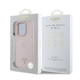 Apple iPhone 15 Pro Max Kılıf Guess Orjinal Lisanslı M-safe Şarj Özellikli Sıcak Baskılı Üçgen Logolu PU Deri Peony Kapak